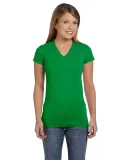 L3607 LA T Juniors' Fine Jersey V-Neck Longer Leng in Kelly