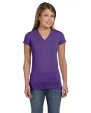 L3607 LA T Juniors' Fine Jersey V-Neck Longer Leng in Purple