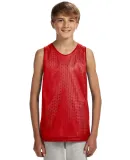 N2206 A4 Youth Reversible Mesh Tank SCARLET/ WHITE