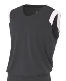 N2340 A4 Adult Moisture Management V-neck Muscle GRAPHITE/ WHITE