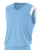 N2340 A4 Adult Moisture Management V-neck Muscle LT BLUE/ WHITE