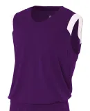 N2340 A4 Adult Moisture Management V-neck Muscle PURPLE/ WHITE