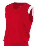 N2340 A4 Adult Moisture Management V-neck Muscle SCARLET/ WHITE