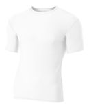 N3130 A4 Short Sleeve Compression Crew in White