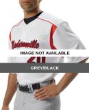 N4146 A4 Adult Full-Button Short Sleeve Knit Jerse Grey/Black