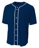 N4184 A4 Adult Short Sleeve Full Button Baseball T in Navy