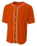 N4184 A4 Adult Short Sleeve Full Button Baseball T in Athletic orange