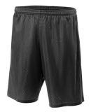 N5293 A4 Adult Lined Tricot Mesh Shorts in Black