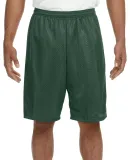 N5296 A4 Adult Lined Tricot Mesh Shorts FOREST GREEN