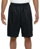 N5296 A4 Adult Lined Tricot Mesh Shorts BLACK