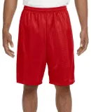 N5296 A4 Adult Lined Tricot Mesh Shorts SCARLET