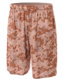 N5322 A4 10" Printed Camo Performance Short Sand Camo