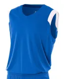 NB2340 A4 Youth Moisture Management V-neck Muscle ROYAL/ WHITE