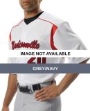 NB4146 A4 Youth Full-Button Short Sleeve Knit Jers Grey/Navy