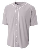 NB4184 A4 Youth Short Sleeve Full Button Baseball  in Grey