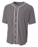 NB4184 A4 Youth Short Sleeve Full Button Baseball  in Graphite