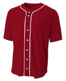 NB4184 A4 Youth Short Sleeve Full Button Baseball  in Cardinal