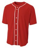 NB4184 A4 Youth Short Sleeve Full Button Baseball  in Scarlet red