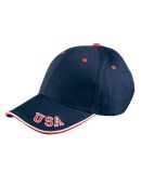 NT102 Adams Cotton Twill National Cap in Navy/ red/ white