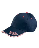 NT102 Adams Cotton Twill National Cap NAVY/ RED/ WHITE