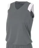 NW2340 A4 Moisture Management V-neck Muscle GRAPHITE/ WHITE