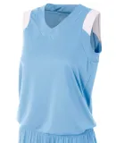 NW2340 A4 Moisture Management V-neck Muscle LT BLUE/ WHITE