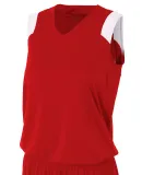 NW2340 A4 Moisture Management V-neck Muscle SCARLET/ WHITE