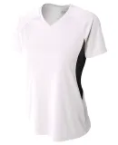 NW3223 A4 Women's Color Blocked Performance V-Neck WHITE/ BLACK