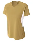 NW3223 A4 Women's Color Blocked Performance V-Neck VEGAS GOLD/ WHT