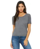 BELLA 8871 Womens Jersey Open Back Shirt in Drk grey heather