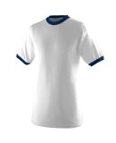 710 Augusta Sportswear Ringer T-Shirt in White/ navy