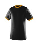 710 Augusta Sportswear Ringer T-Shirt in Black/ gold