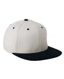 110F Flexfit Wool Blend Flat Bill Snapback Cap  in Natural/ black