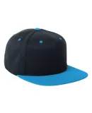110F Flexfit Wool Blend Flat Bill Snapback Cap  in Black/ teal