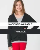BR200 American Apparel Youth Tri-Blend Rib Cardiga Tri-Black