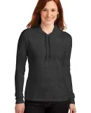 887L Anvil Ladies' Ringspun Long-Sleeve Hooded T-S in Hth dk gy/ dk gy