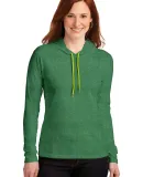 887L Anvil Ladies' Ringspun Long-Sleeve Hooded T-S in Hth grn/ neo yel