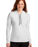 887L Anvil Ladies' Ringspun Long-Sleeve Hooded T-S in White/ dark grey