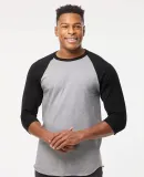 Tultex 0245TC Unisex Fine Jersey Raglan Tee in Heather grey/ black