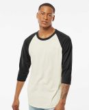 Tultex 0245TC Unisex Fine Jersey Raglan Tee in Vintage white/ black