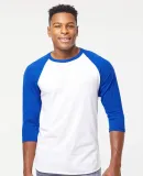 Tultex 0245TC Unisex Fine Jersey Raglan Tee in White/ royal