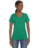 88VL Anvil - Missy Fit Ringspun V-Neck T-Shirt in Heather green