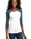 DT228 District® - Juniors 50/50 3/4-Sleeve Raglan He Dk Navy/Wht