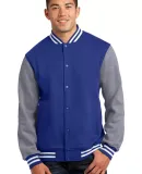 Sport-Tek Fleece Letterman Jacket ST270 Tr Royal/VntHe