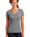 DM401 District Made™ Ladies Mini Rib V-Neck Tee Hthr Nickel