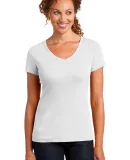 DM401 District Made™ Ladies Mini Rib V-Neck Tee White