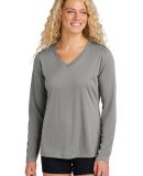 LST353LS Sport-Tek® Ladies Long Sleeve V-Neck Com in Gryconhthr
