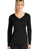 LST353LS Sport-Tek® Ladies Long Sleeve V-Neck Com in Black