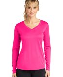 LST353LS Sport-Tek® Ladies Long Sleeve V-Neck Com in Neon pink