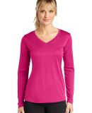 LST353LS Sport-Tek® Ladies Long Sleeve V-Neck Com in Pink raspberry